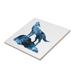 Howling Wolf funkelnd Silhouette Fliese