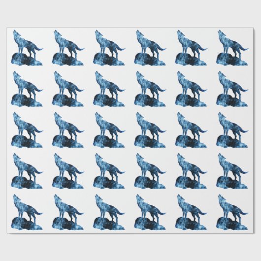 Howling Wolf funkelnd Silhouette Geschenkpapier (Flach)