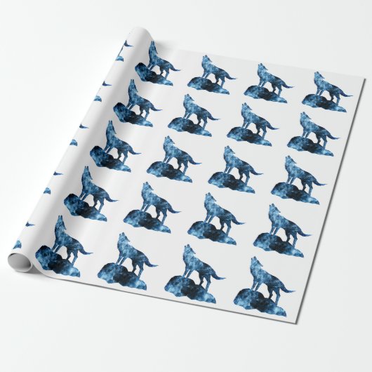 Howling Wolf funkelnd Silhouette Geschenkpapier (Ungerollt)