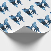 Howling Wolf funkelnd Silhouette Geschenkpapier (Ecke)