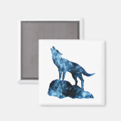 Howling Wolf funkelnd Silhouette Magnet (Vorderseite/Rückseite)