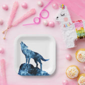 Howling Wolf funkelnd Silhouette Pappteller (Party)