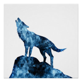 Howling Wolf funkelnd Silhouette Poster
