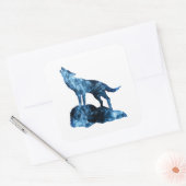 Howling Wolf funkelnd Silhouette Quadratischer Aufkleber (Umschlag)