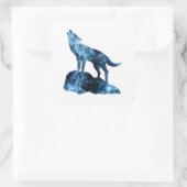 Howling Wolf funkelnd Silhouette Quadratischer Aufkleber (Tasche)