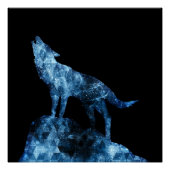 Howling Wolf funkelnd Silhouette schwarz Poster (Vorderseite)