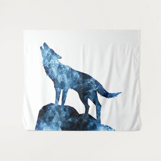 Howling Wolf funkelnd Silhouette Wandteppich (Vorderseite (Horizontal))