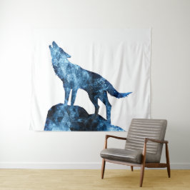 Howling Wolf funkelnd Silhouette Wandteppich