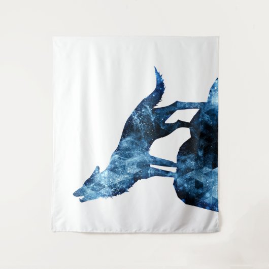 Howling Wolf funkelnd Silhouette Wandteppich (Vorderseite)