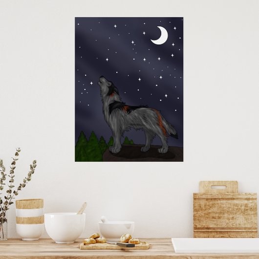 Howling Wolf (Grau) Poster (Küche)