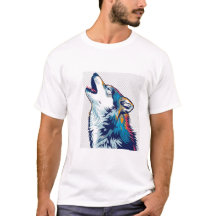 Howling Wolf Head - T - Shirt "Wilder Geist"