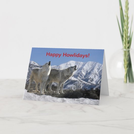 Howling Wolf Holiday Card Feiertagskarte (Vorderseite)
