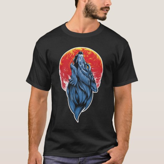 Howling Wolf Illustration T-Shirt (Vorderseite)