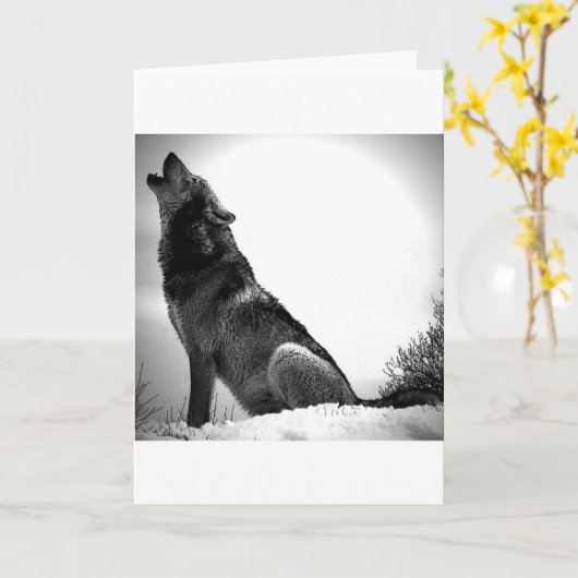 Howling Wolf im Schnee Karte (Gelbe Blume)