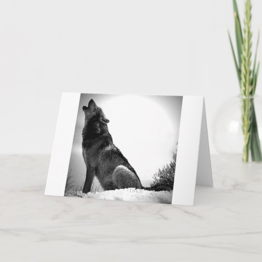 Howling Wolf im Schnee Karte (Vorderseite)