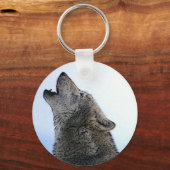 Howling Wolf im Schnee Schlüsselanhänger (Vorderseite)