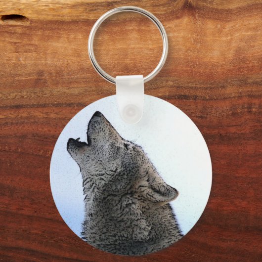Howling Wolf im Schnee Schlüsselanhänger (Vorderseite)