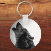 Howling Wolf im Schnee Schlüsselanhänger (Vorderseite)