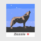 Howling Wolf im Winter - Original Wildlife Art Aufkleber (Blatt)