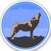 Howling Wolf im Winter - Original Wildlife Art Aufkleber (Vorderseite)