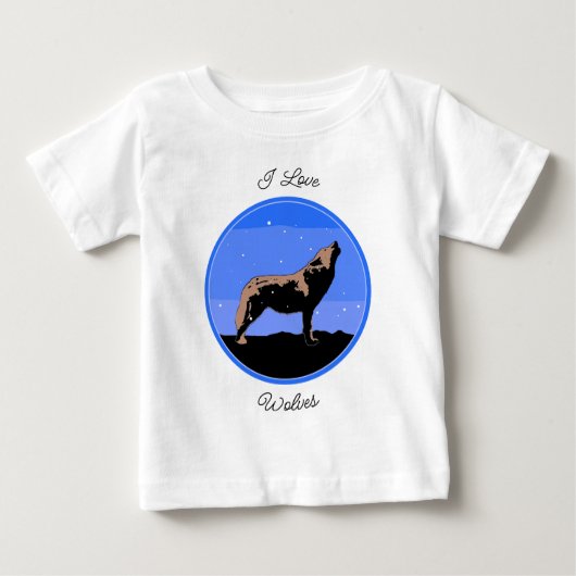 Howling Wolf im Winter - Original Wildlife Art Baby T-shirt (Vorderseite)