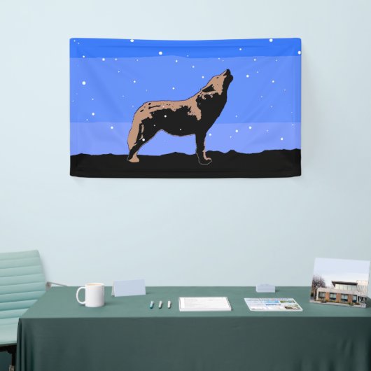 Howling Wolf im Winter - Original Wildlife Art Banner (Messeveranstaltung)