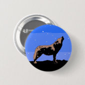 Howling Wolf im Winter - Original Wildlife Art Button (Vorne & Hinten)
