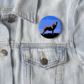 Howling Wolf im Winter - Original Wildlife Art Button (Beispiel)
