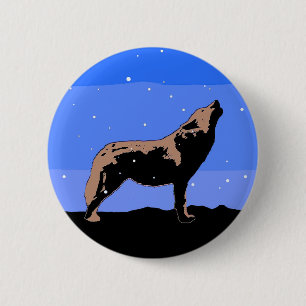 Howling Wolf im Winter - Original Wildlife Art Button