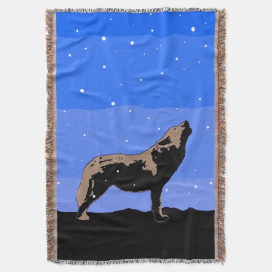 Howling Wolf im Winter - Original Wildlife Art Decke (Vorderseite Vertikal)