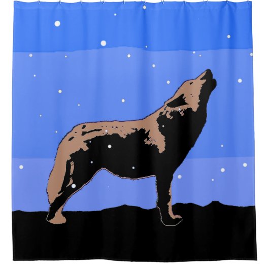 Howling Wolf im Winter - Original Wildlife Art Duschvorhang (Vorderseite)