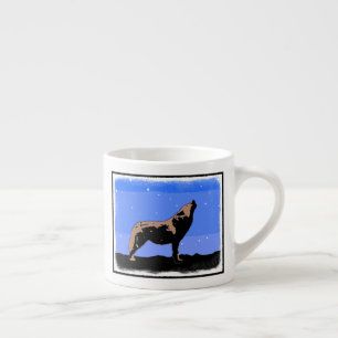 Howling Wolf im Winter - Original Wildlife Art Espressotasse