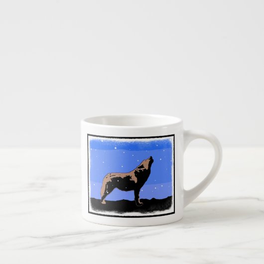 Howling Wolf im Winter - Original Wildlife Art Espressotasse (Rechts)