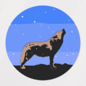 Howling Wolf im Winter - Original Wildlife Art Etiketten (Design 2)