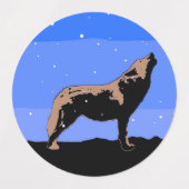 Howling Wolf im Winter - Original Wildlife Art Etiketten (Design 1)