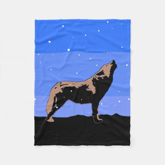 Howling Wolf im Winter - Original Wildlife Art Fleecedecke (Vorderseite)