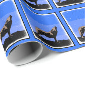 Howling Wolf im Winter - Original Wildlife Art Geschenkpapier (Rolleneckpunkt)