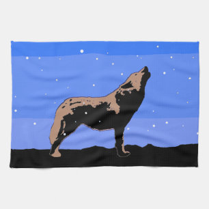 Howling Wolf im Winter - Original Wildlife Art Geschirrtuch