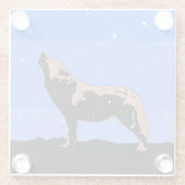 Howling Wolf im Winter - Original Wildlife Art Glasuntersetzer (Rückseite)