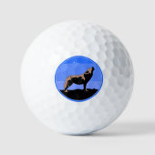 Howling Wolf im Winter - Original Wildlife Art Golfball (Vorderseite)