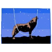 Howling Wolf im Winter - Original Wildlife Art Große Geschenktüte (Rückseite)