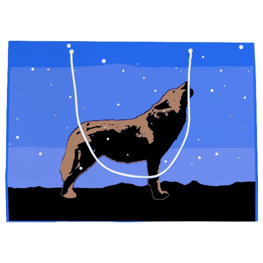 Howling Wolf im Winter - Original Wildlife Art Große Geschenktüte (Rückseite)