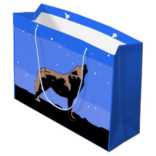 Howling Wolf im Winter - Original Wildlife Art Große Geschenktüte