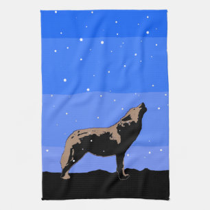 Howling Wolf im Winter - Original Wildlife Art Handtuch