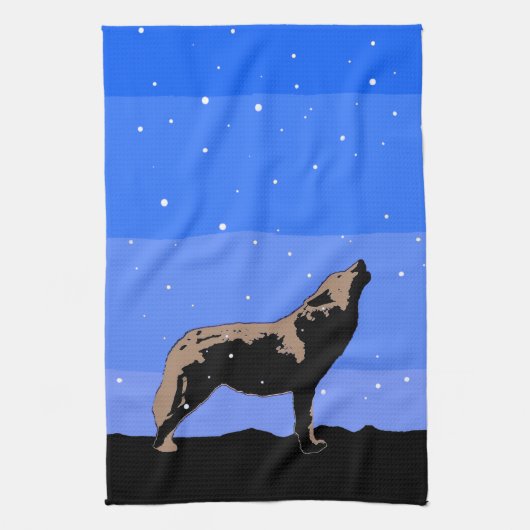 Howling Wolf im Winter - Original Wildlife Art Handtuch (Vertikal)