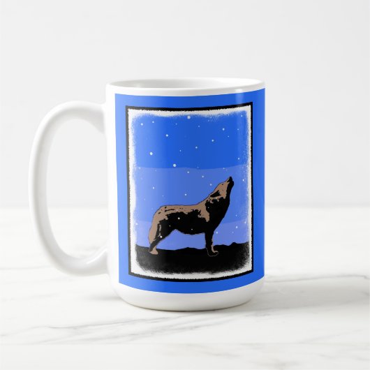 Howling Wolf im Winter - Original Wildlife Art Kaffeetasse (Links)