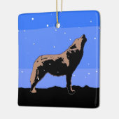 Howling Wolf im Winter - Original Wildlife Art Keramikornament (Links)