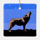 Howling Wolf im Winter - Original Wildlife Art Keramikornament (Rückseite)