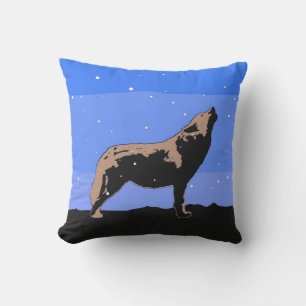 Howling Wolf im Winter - Original Wildlife Art Kissen
