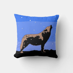 Howling Wolf im Winter - Original Wildlife Art Kissen